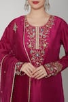 Shop_Nadima Saqib_Pink Organza, Dupion Silk Round Embroidered Kurta Set _Online_at_Aza_Fashions