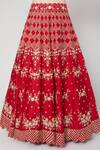 Buy_Nadima Saqib_Red Raw Silk, Organza Boat Embroidered Bridal Lehenga Set _Online_at_Aza_Fashions