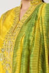 Nadima Saqib_Yellow Silk Chanderi, Viscose Cotton Mandarin Collar Kurta Set _Online_at_Aza_Fashions