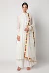 Buy Nadima Saqib White Tulle, Wrinkle Cotton Mandarin Collar Anarkali Set at Aza Fashions Buy_Nadima Saqib_White Tulle, Wrinkle Cotton Mandarin Collar Anarkali Set _at_Aza_Fashions