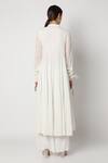 Shop Nadima Saqib White Tulle, Wrinkle Cotton Mandarin Collar Anarkali Set at Aza Fashions Shop_Nadima Saqib_White Tulle, Wrinkle Cotton Mandarin Collar Anarkali Set _at_Aza_Fashions