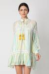 Buy_Nadima Saqib_White Wrinkle Cotton High Neck Tie-dye Dress _at_Aza_Fashions