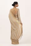 Shop_Nakul Sen_Beige Chiffon Embroidery Sequin Boat Saree With Blouse _at_Aza_Fashions