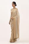 Buy_Nakul Sen_Beige Chiffon Embroidery Sequin Boat Saree With Blouse _Online_at_Aza_Fashions