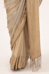 Nakul Sen_Beige Chiffon Embroidery Sequin Boat Saree With Blouse _at_Aza_Fashions