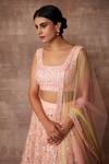 Buy_Neeta Lulla_Peach Silk Roseate Embroidered Lehenga Set_Online_at_Aza_Fashions