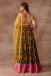 Shop_Neeta Lulla_Blue Chanderi Silk Printed Kalamkari Leaf Neck Barsina Lehenga Set _at_Aza_Fashions