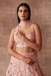 Neeta Lulla_Pink Tulle Bloom Lehenga Set_Online_at_Aza_Fashions