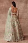 Shop_Neeta Lulla_Green Tulle Mirror, Thread And Beads Square Neck Iris Bridal Lehenga Set_at_Aza_Fashions