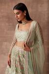 Buy_Neeta Lulla_Green Tulle Mirror, Thread And Beads Square Neck Iris Bridal Lehenga Set_Online_at_Aza_Fashions