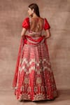 Shop_Neeta Lulla_Red Raw Silk Sequin, Stone And Mirror, Zari Sweetheart Rose Bridal Lehenga Set_at_Aza_Fashions
