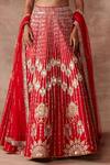Neeta Lulla_Red Raw Silk Rose Lehenga Set_at_Aza_Fashions
