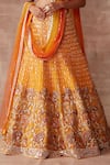 Neeta Lulla_Orange Silk And Tulle Zari & Sequin Leaf Neck Rosalie Bridal Lehenga Set _at_Aza_Fashions