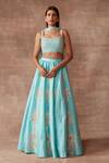 Buy_Neeta Lulla_Blue Silk Kiara Lehenga Set_at_Aza_Fashions