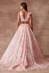 Shop_Neeta Lulla_Pink Tulle Embroidery Sequin And Cutdana V Neck Stella Lehenga Set _at_Aza_Fashions