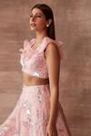 Buy_Neeta Lulla_Pink Tulle Embroidery Sequin And Cutdana V Neck Stella Lehenga Set _Online_at_Aza_Fashions