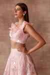 Shop_Neeta Lulla_Pink Tulle Embroidery Sequin And Cutdana V Neck Stella Lehenga Set _Online_at_Aza_Fashions