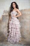 Buy_Neeta Lulla_Purple Organza Ruffle Layered Gown_at_Aza_Fashions