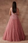 Shop_Neeta Lulla_Pink Tulle Embellished Sequins Plunge V Neck Belle Gown For Women_at_Aza_Fashions