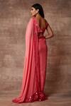 Shop_Neeta Lulla_Pink Chiffon Embellished Sequin Leaf Neck Rosei Border Saree With Blouse_at_Aza_Fashions