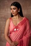 Buy_Neeta Lulla_Pink Chiffon Embellished Sequin Leaf Neck Rosei Border Saree With Blouse_Online_at_Aza_Fashions