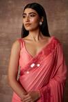 Neeta Lulla_Pink Chiffon Embellished Sequin Leaf Neck Rosei Border Saree With Blouse_at_Aza_Fashions