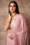 Buy_Neeta Lulla_Pink Chiffon Maeve Sequin Border Saree With Blouse_Online_at_Aza_Fashions