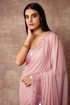 Shop_Neeta Lulla_Pink Chiffon Maeve Sequin Border Saree With Blouse_Online_at_Aza_Fashions