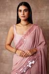 Neeta Lulla_Pink Chiffon Maeve Sequin Border Saree With Blouse_at_Aza_Fashions