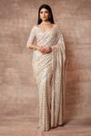 Neeta Lulla_White Tulle Embellished Sequin Leaf Neck Stardust Saree With Blouse _Online_at_Aza_Fashions