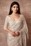 Buy_Neeta Lulla_White Tulle Embellished Sequin Leaf Neck Stardust Saree With Blouse _Online_at_Aza_Fashions