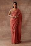 Neeta Lulla_Orange Organza Leila Zari Border Saree With Blouse_Online_at_Aza_Fashions