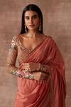 Shop_Neeta Lulla_Orange Organza Leila Zari Border Saree With Blouse_Online_at_Aza_Fashions