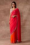 Buy_Neeta Lulla_Red Georgette Mia Sequin Border Saree With Blouse_at_Aza_Fashions