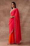 Shop_Neeta Lulla_Red Georgette Mia Sequin Border Saree With Blouse_at_Aza_Fashions