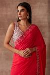 Neeta Lulla_Red Georgette Mia Sequin Border Saree With Blouse_Online_at_Aza_Fashions
