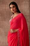 Buy_Neeta Lulla_Red Georgette Mia Sequin Border Saree With Blouse_Online_at_Aza_Fashions