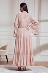 Shop_Not So Serious By Pallavi Mohan_Pink Chiffon Applique Embroidered Gown  _at_Aza_Fashions