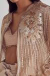 Shop_Not So Serious By Pallavi Mohan_Beige Tulle Embroidered Bomber Jacket With Flared Pant _Online_at_Aza_Fashions