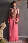 Not So Serious By Pallavi Mohan_Pink Georgette Embroidery Boat Gown  _Online_at_Aza_Fashions