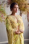 Not So Serious By Pallavi Mohan_Yellow Chiffon Embroidery Jacket Round Pre-draped Saree With Blouse  _Online_at_Aza_Fashions