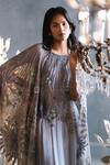 Shop Not So Serious By Pallavi Mohan Grey Chiffon Embroidery Boat Cape Gown Online at Aza Fashions Shop_Not So Serious By Pallavi Mohan_Grey Chiffon Embroidery Boat Cape Gown _Online_at_Aza_Fashions