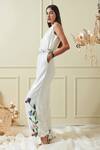 Buy_Not So Serious By Pallavi Mohan_White Georgette Embroidery V Neck Jumpsuit _Online_at_Aza_Fashions