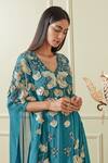 Buy_Not So Serious By Pallavi Mohan_Blue Embroidered Kaftan Dress_Online_at_Aza_Fashions