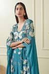 Shop_Not So Serious By Pallavi Mohan_Blue Embroidered Kaftan Dress_Online_at_Aza_Fashions