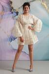 Buy_Not So Serious By Pallavi Mohan_White Organza Plain Round Earth Ball Dress _at_Aza_Fashions