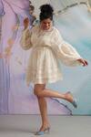 Not So Serious By Pallavi Mohan_White Organza Plain Round Earth Ball Dress _Online_at_Aza_Fashions
