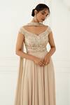 Buy NIDHIKA SHEKHAR Beige Silk, Crepe One Shoulder Embroidered Off Anarkali With Dupatta Online at Aza Fashions Buy_NIDHIKA SHEKHAR_Beige Silk, Crepe One Shoulder Embroidered Off Anarkali With Dupatta _Online_at_Aza_Fashions
