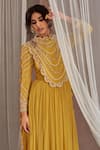 NIDHIKA SHEKHAR_Yellow Silk, Crepe, Satin Cutdana Work, Sitaare Anarkali With Attached Dupatta _Online_at_Aza_Fashions