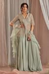 Buy_NIDHIKA SHEKHAR_Green Organza, Crepe Cutdana Work, Pearl Work, Salma Sitaare Sharara Set _at_Aza_Fashions